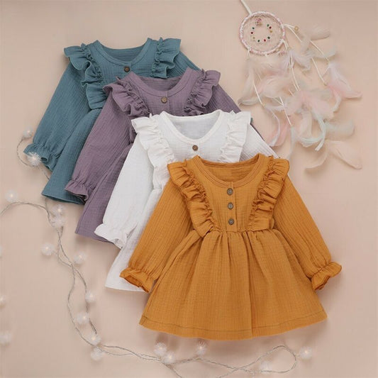 Robe Printemps Bébé Fille 1-3 Ans Avec Volants