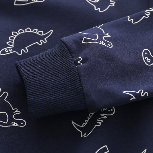 Sweat-shirt mignon à manches longues, sans capuche, gris-bleu pour garçon