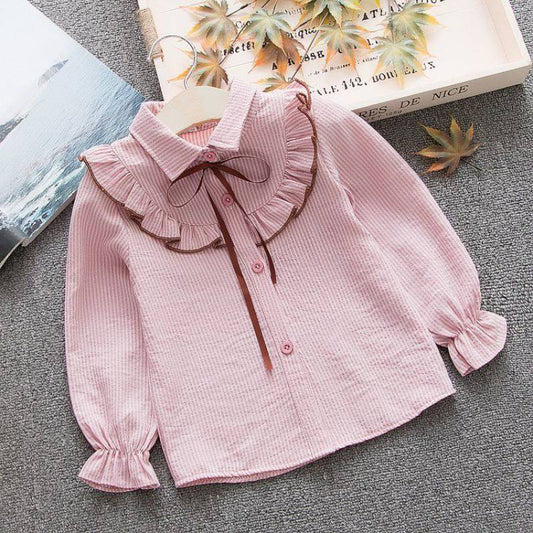 Chemise à rayures pour bébé avec revers, printemps et automne