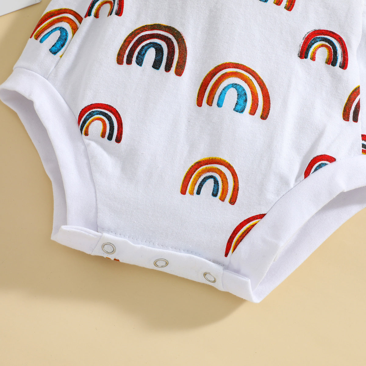 Barboteuse d'été en coton imprimé arc-en-ciel pour bébé