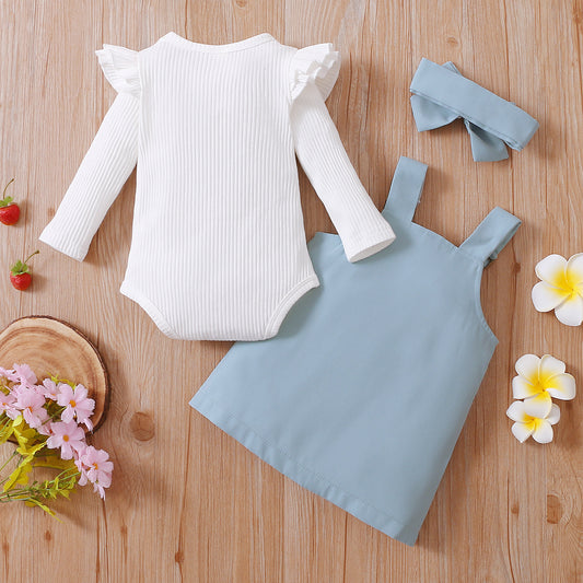 Ensemble de vêtements d'automne pour bébés filles, manches longues unies