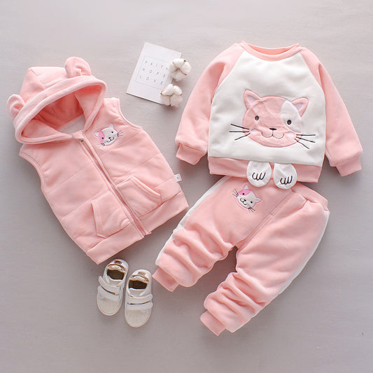 Ensemble de vêtements d'hiver épaissi 3 pièces pour bébé garçon