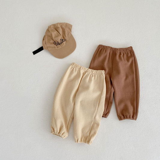 Children's Waffle All-match Loose-fitting Trousers