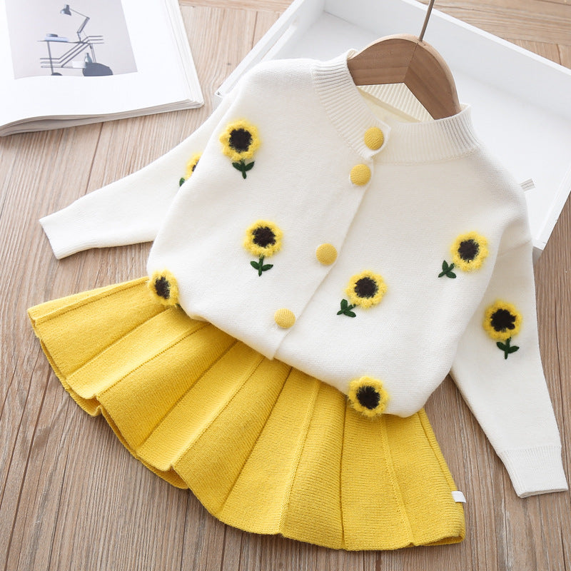 Robe-pull deux pièces en laine de vison pour bébé fille