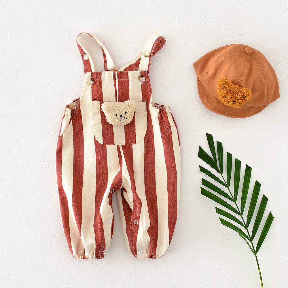 Baby Striped Letter Bibs With Adjustable Shoulder Straps