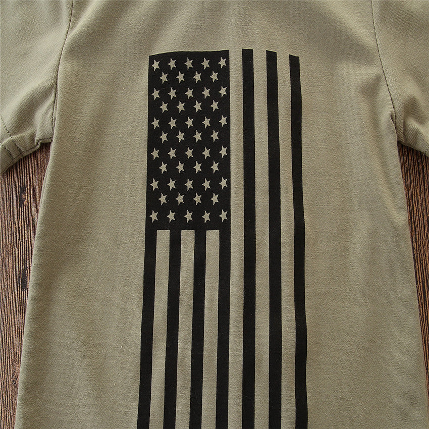 Costume pour petits garçons été Vêtements pour hommes Ensemble camouflage drapeau Jour de l'Indépendance