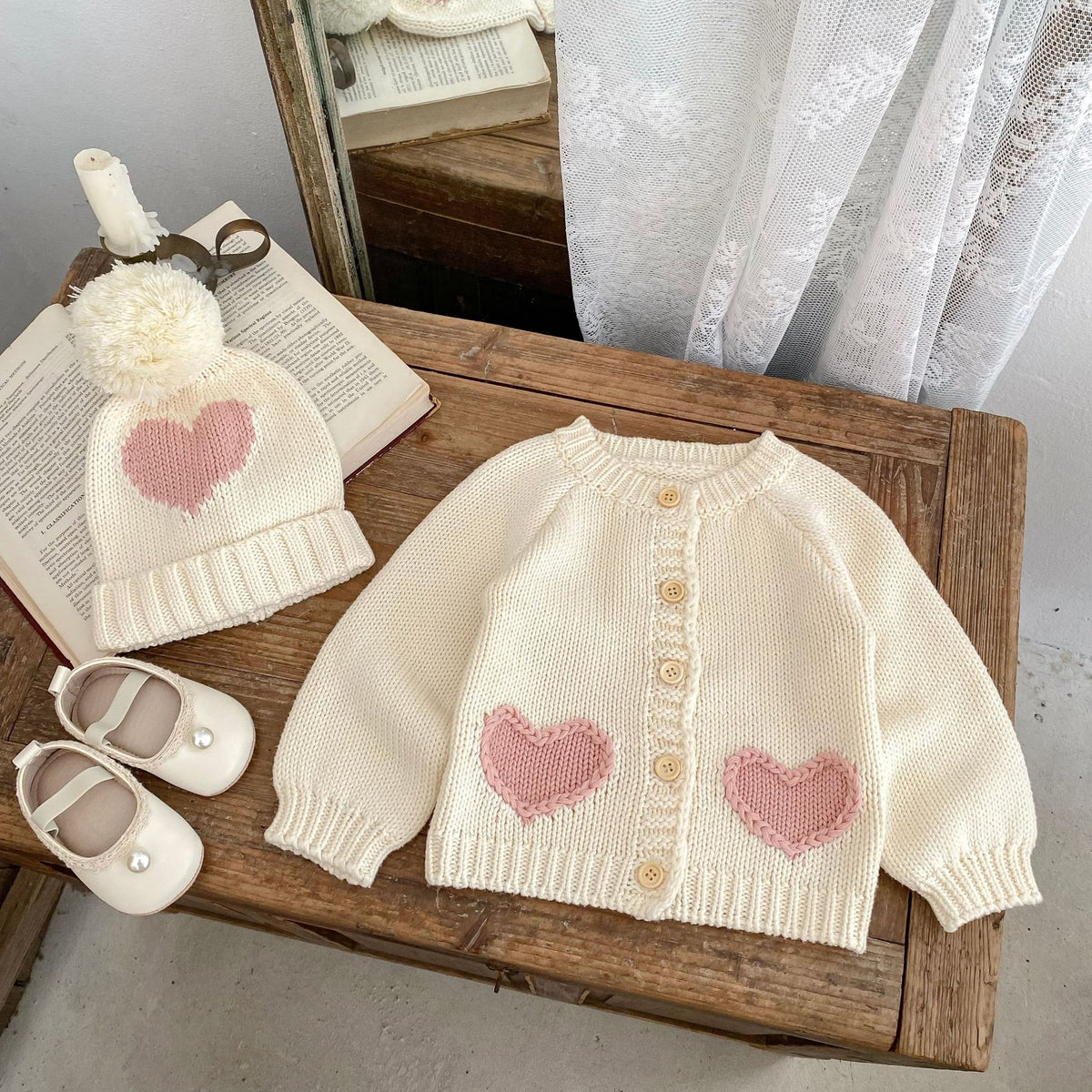 Cardigan à la Mode Bonnet Doux Bébé Amour Enfants Pull Vêtements