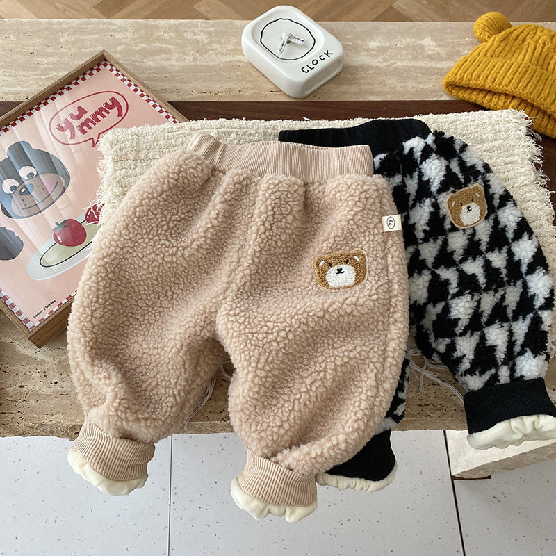 Pantalon Hiver Épais en Polaire d'Agneau Coupe Décontractée