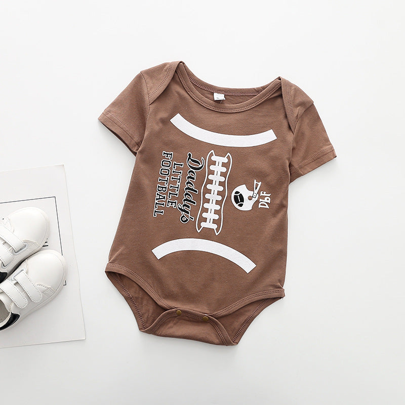Short-Sleeved Football Print Cotton Triangle Romper