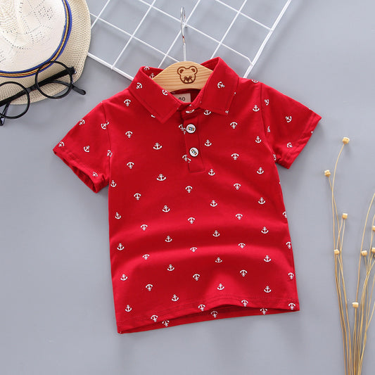 Ensemble pour enfant avec imprimé ancre, T-shirt à manches courtes coréen, Vêtement pour enfant
