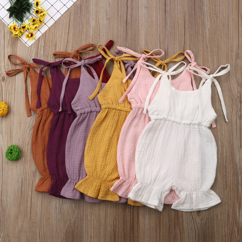 New Arrivals Toddler Baby Girls Sleeveless Solid Romper Jumpsuit Outfit