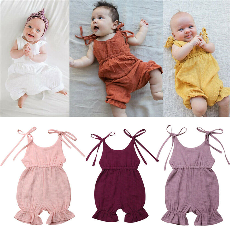 New Arrivals Toddler Baby Girls Sleeveless Solid Romper Jumpsuit Outfit