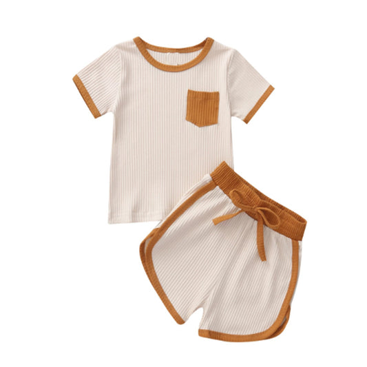 Vêtement pour enfants T-shirt à poche côtelé pour bébés et enfants