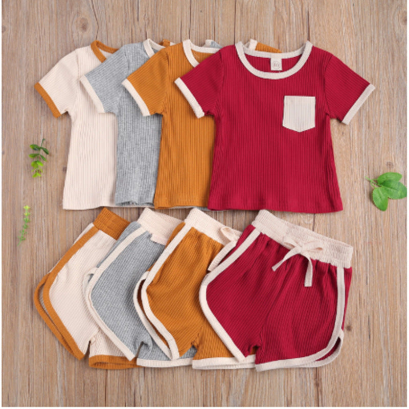 Vêtement pour enfants T-shirt à poche côtelé pour bébés et enfants