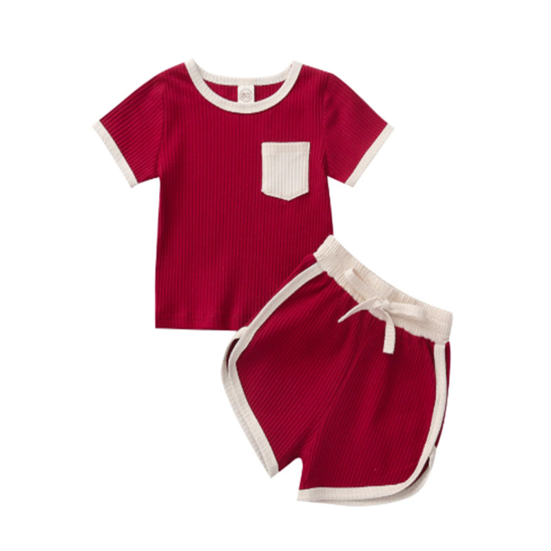 Vêtement pour enfants T-shirt à poche côtelé pour bébés et enfants