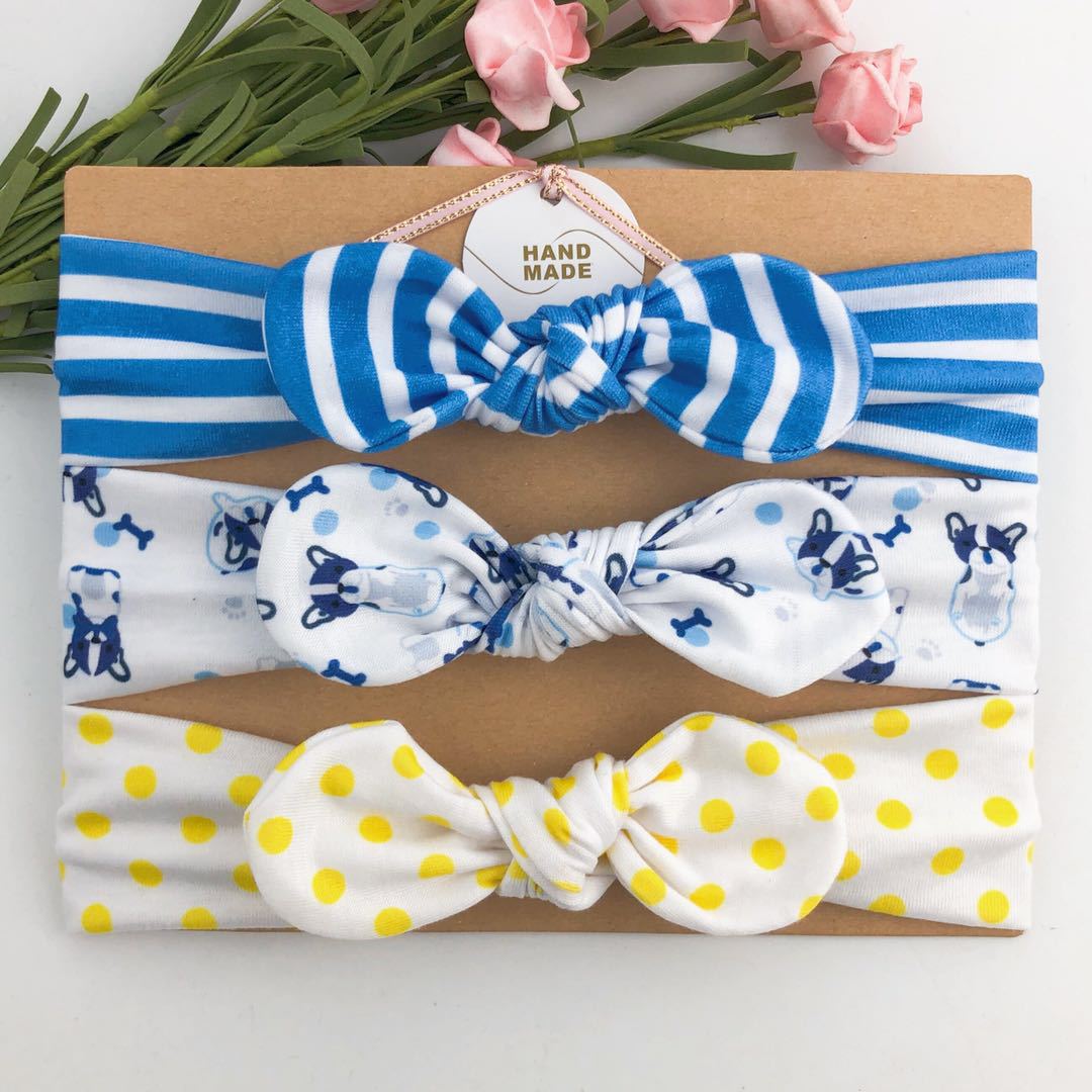 3 Pièces Bandeau Coloré pour Tout-Petits Ruban Élastique Cheveux Coton Fille Nœud Fleur