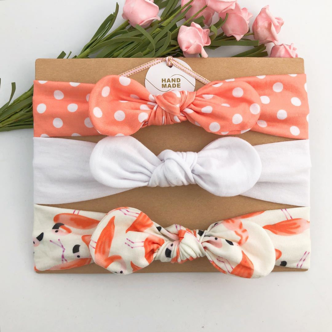3 Pièces Bandeau Coloré pour Tout-Petits Ruban Élastique Cheveux Coton Fille Nœud Fleur