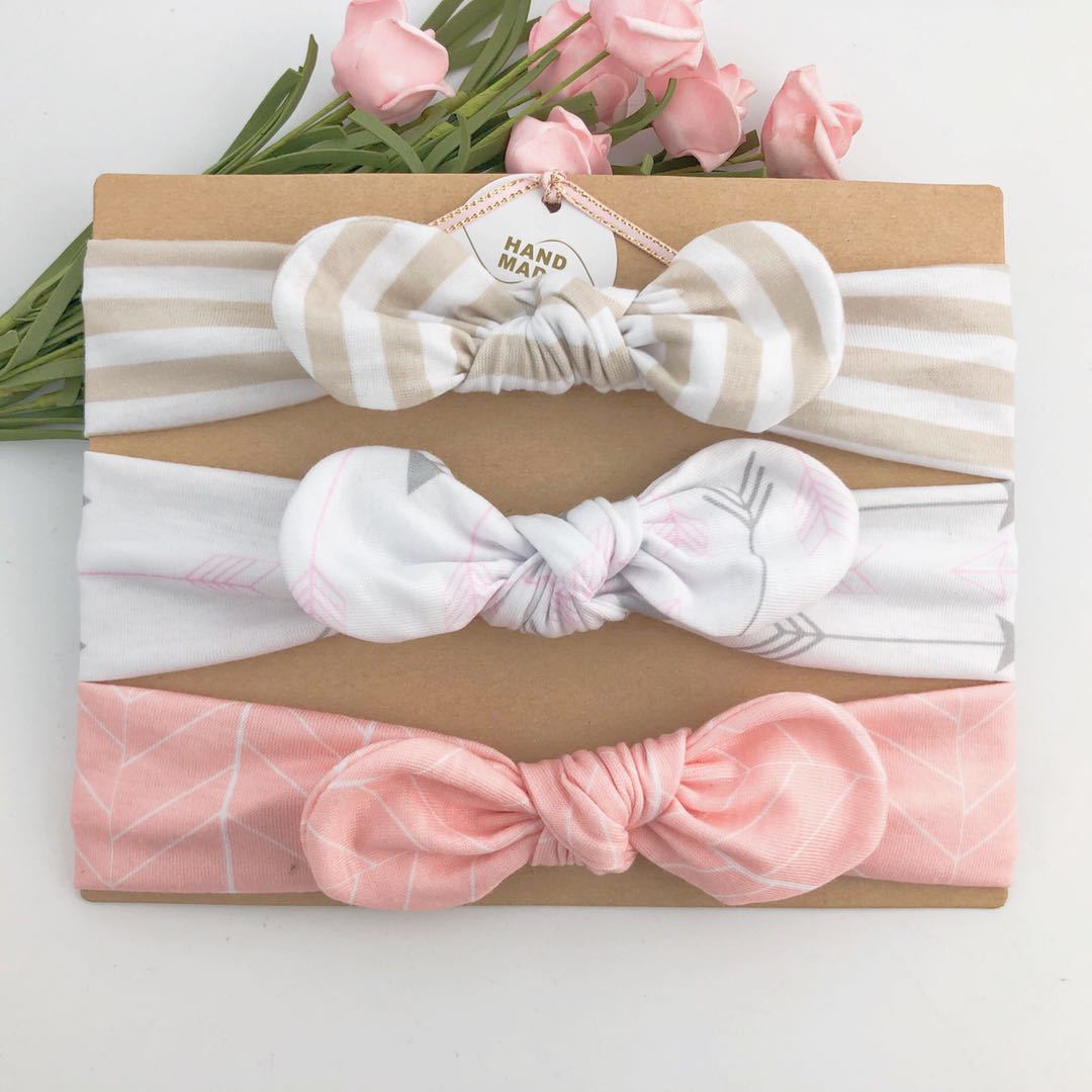 3 Pièces Bandeau Coloré pour Tout-Petits Ruban Élastique Cheveux Coton Fille Nœud Fleur