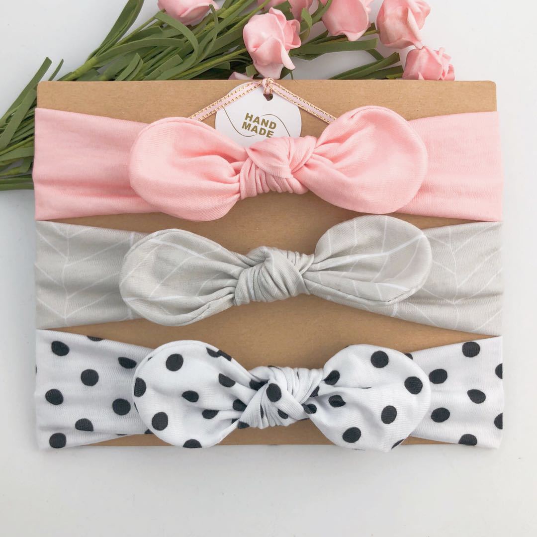 3 Pièces Bandeau Coloré pour Tout-Petits Ruban Élastique Cheveux Coton Fille Nœud Fleur
