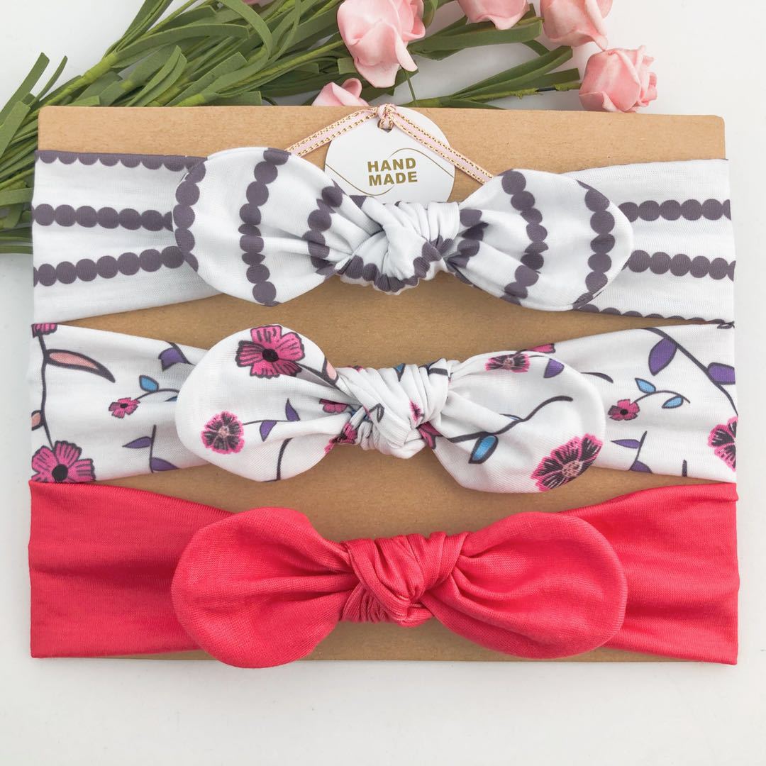 3 Pièces Bandeau Coloré pour Tout-Petits Ruban Élastique Cheveux Coton Fille Nœud Fleur