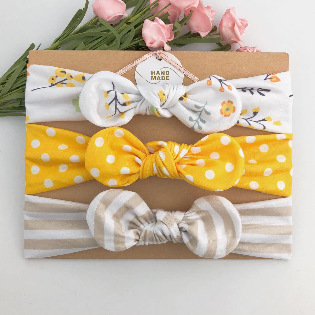 3 Pièces Bandeau Coloré pour Tout-Petits Ruban Élastique Cheveux Coton Fille Nœud Fleur