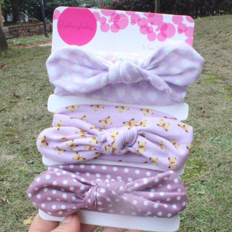 3 Pièces Bandeau Coloré pour Tout-Petits Ruban Élastique Cheveux Coton Fille Nœud Fleur