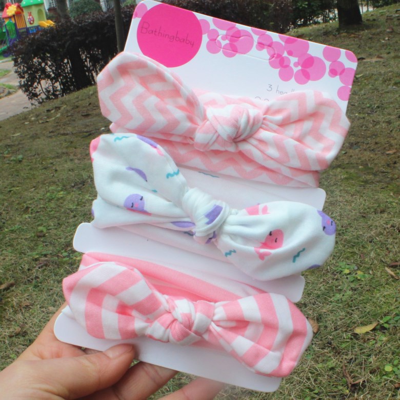 3 Pièces Bandeau Coloré pour Tout-Petits Ruban Élastique Cheveux Coton Fille Nœud Fleur