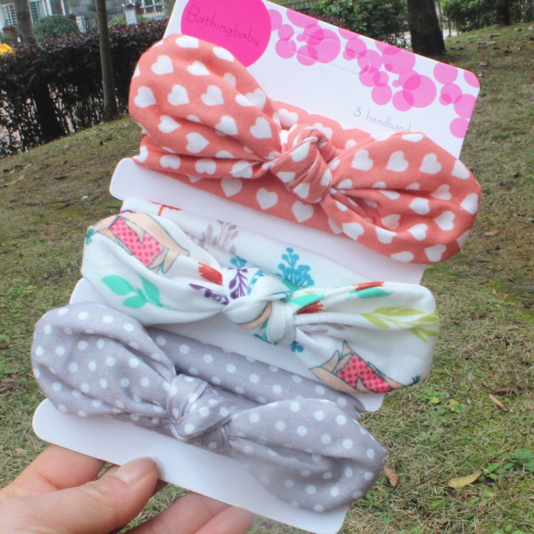 3 Pièces Bandeau Coloré pour Tout-Petits Ruban Élastique Cheveux Coton Fille Nœud Fleur