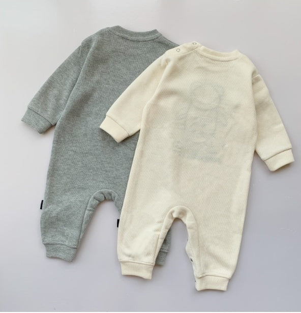 Embroidered Bear Plaid Baby Romper