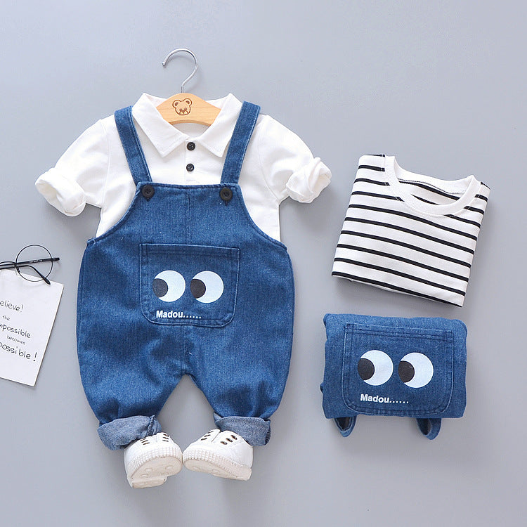 Combinaison Rayée Grands Yeux Chemise T-shirt Enfant