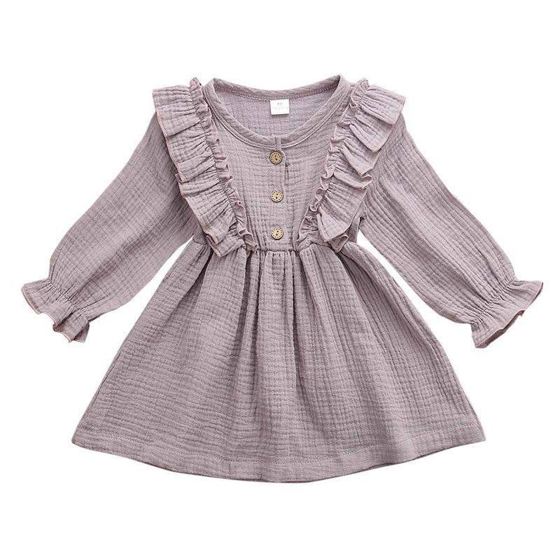 1-3Y Baby Girl Spring Dress With Ruffled