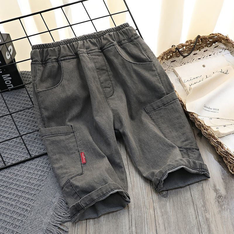 Pantalon d'été fin en coton glacé pour enfants de collège, coupe ample