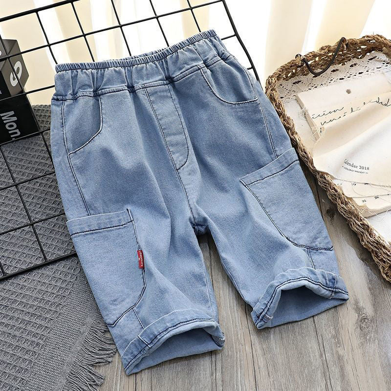 Pantalon d'été fin en coton glacé pour enfants de collège, coupe ample