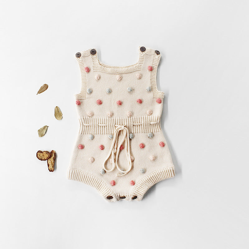 Handmade colorful hair ball baby romper
