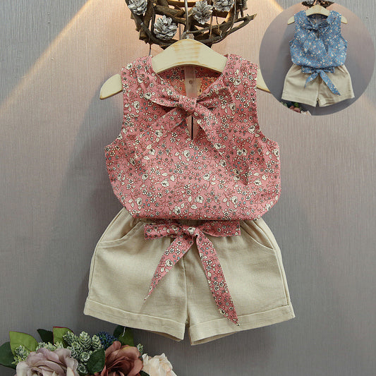 Ensemble gilet sans manches avec nœud et short