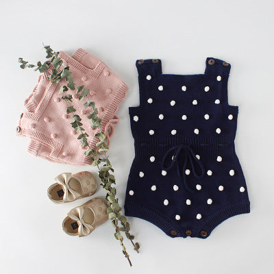 Handmade colorful hair ball baby romper
