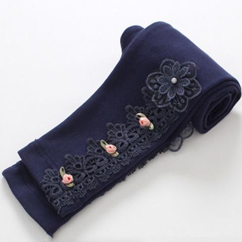Spring And Autumn Little Girl Bottoming Zipper Pants For Outer Wear