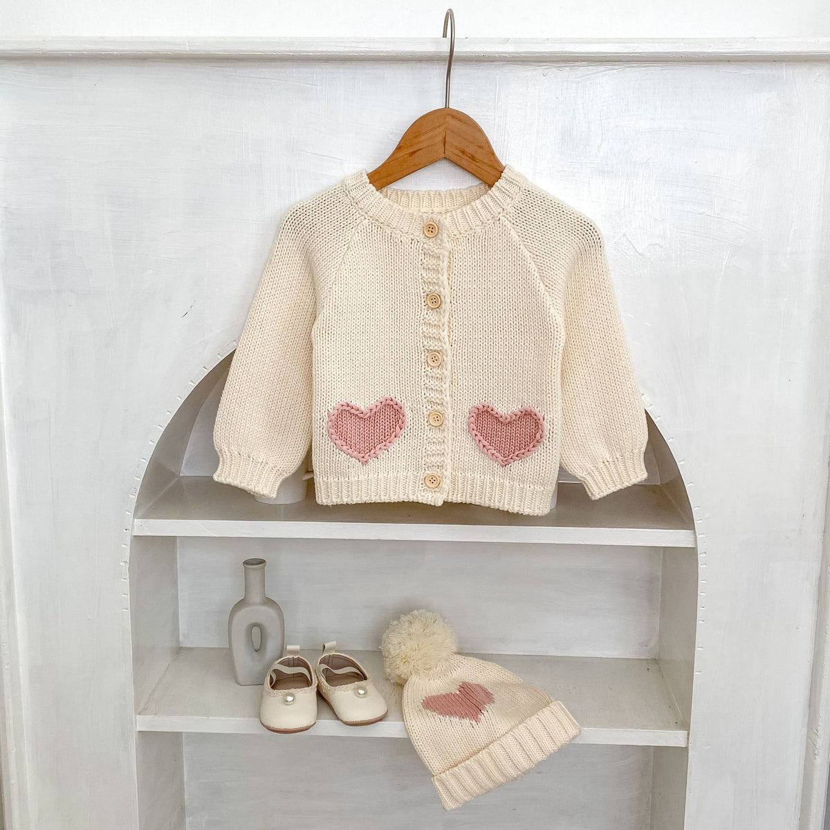Cardigan à la Mode Bonnet Doux Bébé Amour Enfants Pull Vêtements