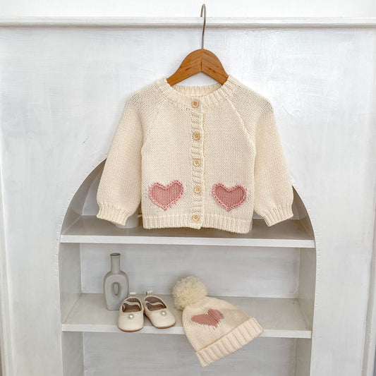 Cardigan à la Mode Bonnet Doux Bébé Amour Enfants Pull Vêtements