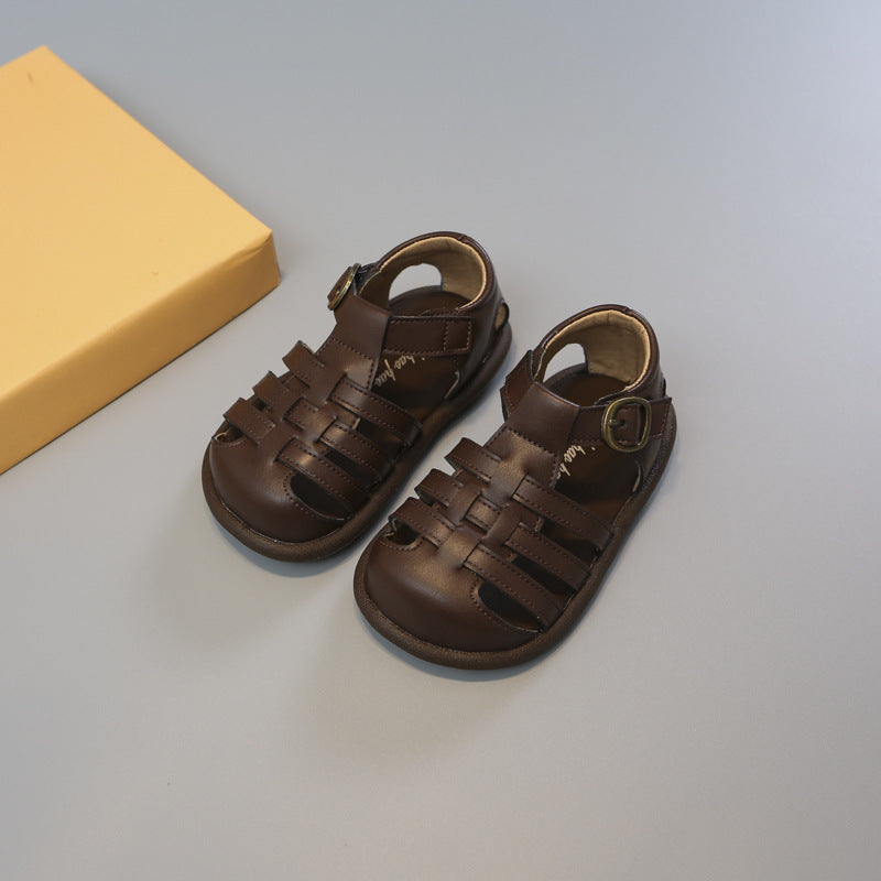 Chaussures à bout fermé pour filles Chaussures pour tout-petits Chaussures romaines creuses tressées