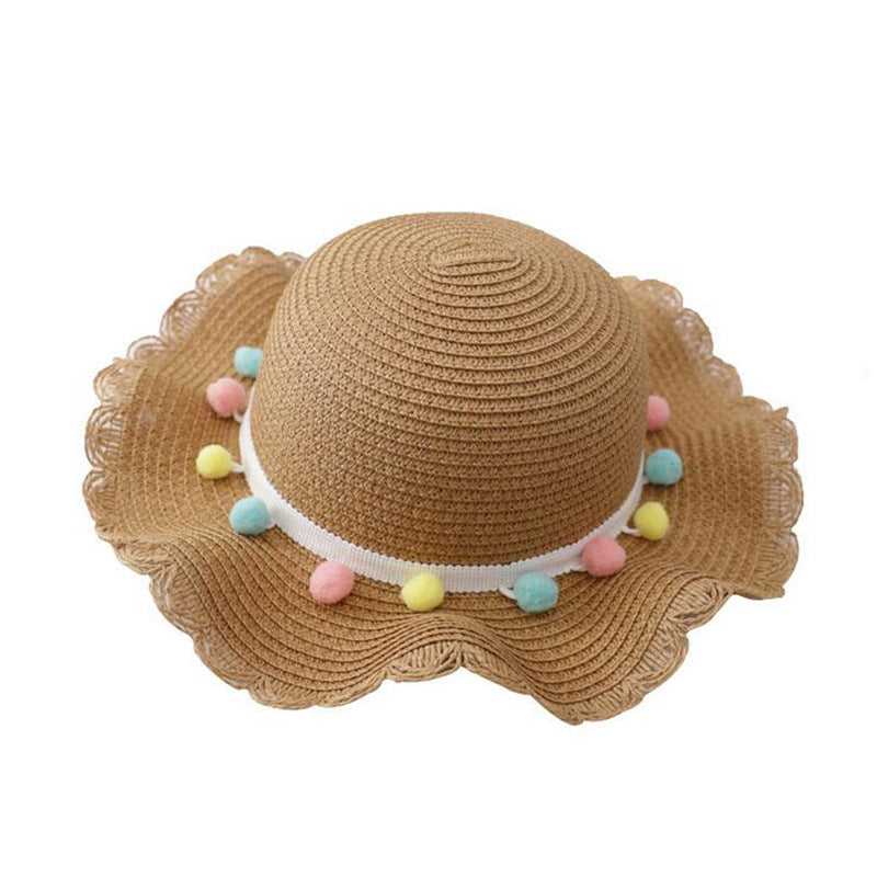 Petit ensemble de chapeau de paille et sac pour enfants de couleur unie