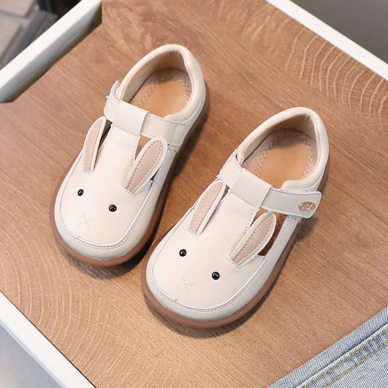 Chaussures en cuir souple avec motif dessin animé pour filles