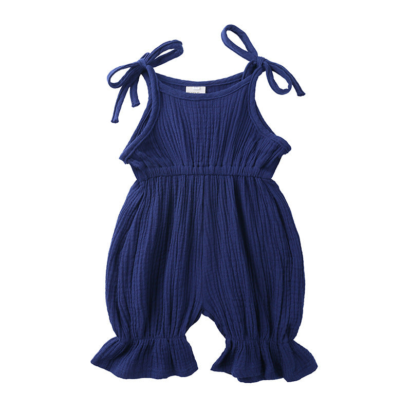 New Arrivals Toddler Baby Girls Sleeveless Solid Romper Jumpsuit Outfit