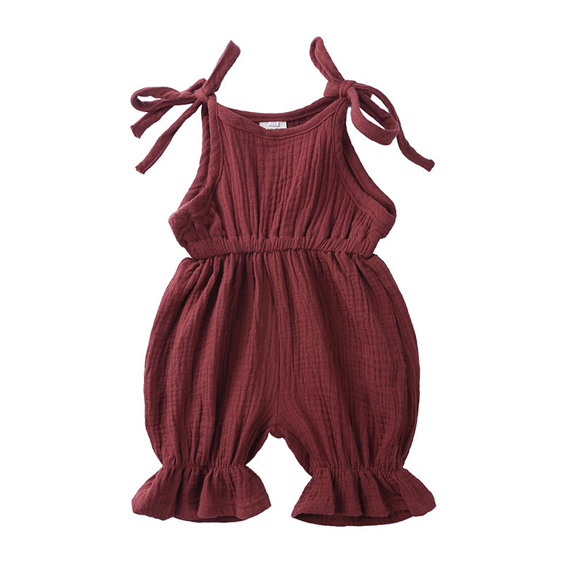 New Arrivals Toddler Baby Girls Sleeveless Solid Romper Jumpsuit Outfit