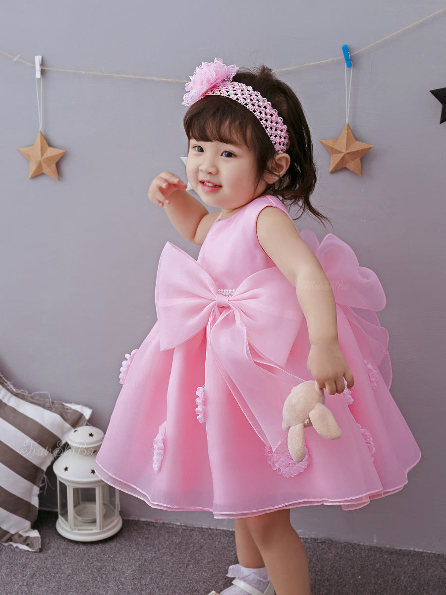 Spring & Summer Baby Girl Princess Dress | Pink Floral Flower Girl Dress