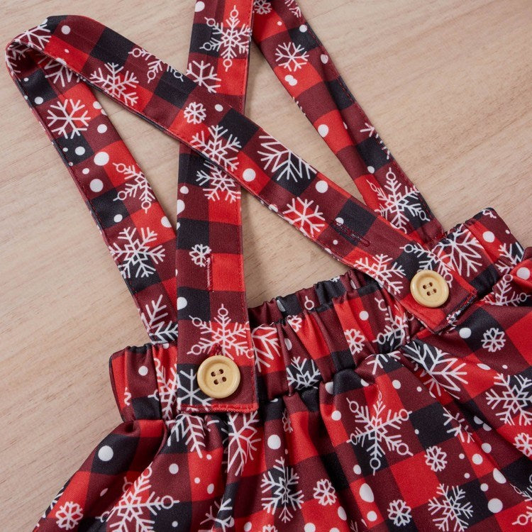 Vêtements de Noël pour petites filles, t-shirt imprimé, jupes à carreaux