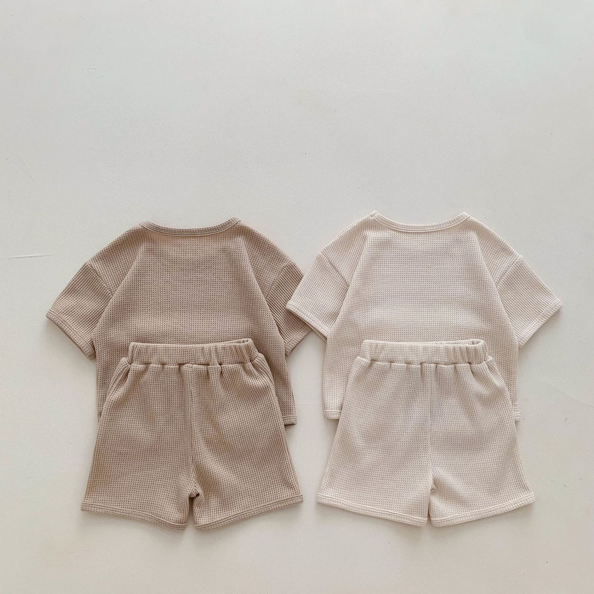 Combinaison bébé unisexe pour l'été deux pièces en tissu gaufré