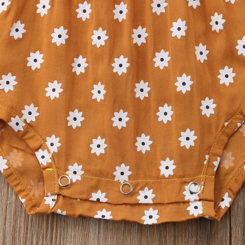 Summer Newborn Baby Girl Strap Bowknot Floral Polka Dot Outfits Sunsuit