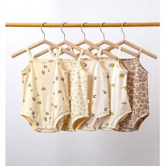 Grenouillère imprimée en coton style Ins d'été pour bébé