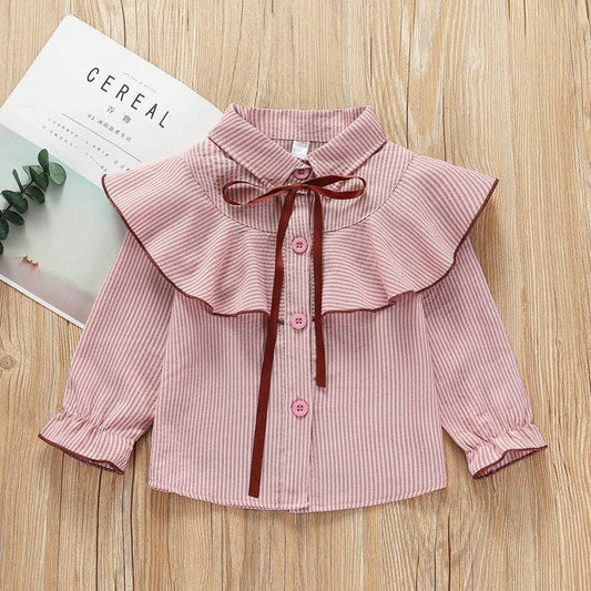 Chemise à rayures pour bébé avec revers, printemps et automne